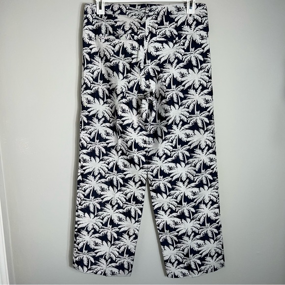 Maison Common Straight Leg Pants-Navy Blue White Palm Tree Print-EUR 40 - Picture 7 of 8